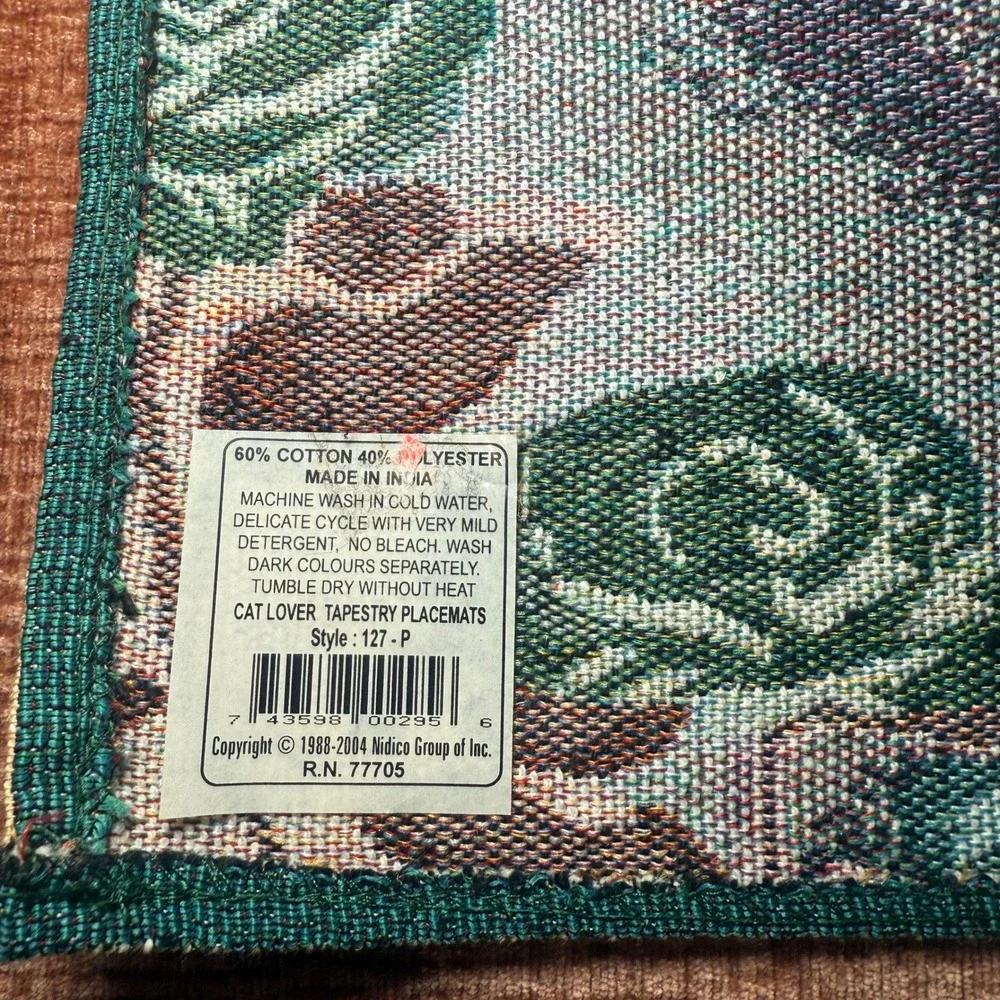 Vintage‎ Hearth & Home Tapestry Placemats Kittens Roses Set of 2 Nidico